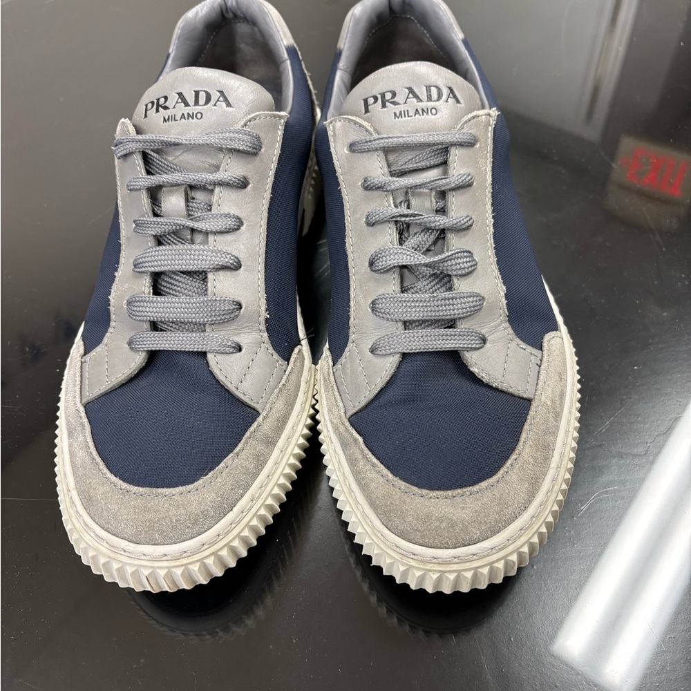 Prada Men's Navy and Gray Sneakers